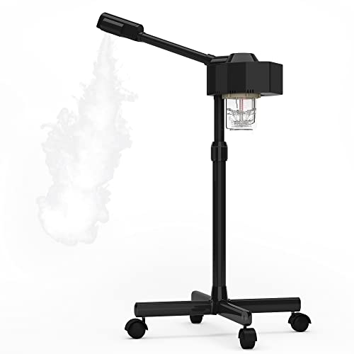 Professional Facial Steamer, Loxey Face Steamer with Adjustable Nozzle and Stronger Nano Ionic Hot Mist for Facial Deep Cleaning for Professional Beauty Salon or Home Use(Black).