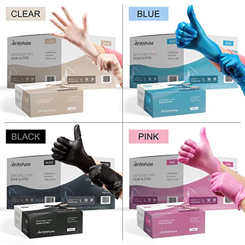 Black Vinyl Disposable Gloves X Large 50 Pack - Latex Free, Powder Free Medical Exam Gloves - Surgical, Home, Cleaning, and Food Gloves - 3 Mil Thickness