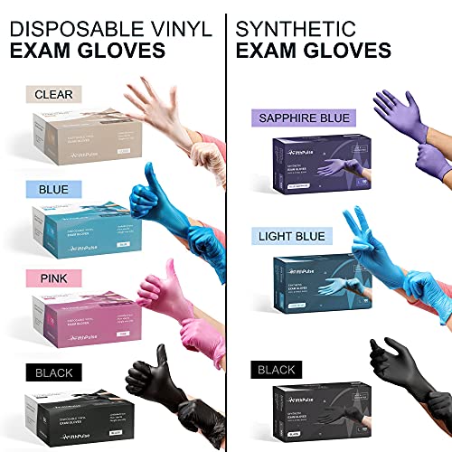Black Vinyl Disposable Gloves X Large 50 Pack - Latex Free, Powder Free Medical Exam Gloves - Surgical, Home, Cleaning, and Food Gloves - 3 Mil Thickness