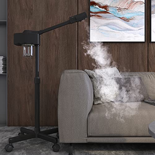 Professional Facial Steamer, Loxey Face Steamer with Adjustable Nozzle and Stronger Nano Ionic Hot Mist for Facial Deep Cleaning for Professional Beauty Salon or Home Use(Black).