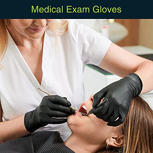 Black Vinyl Disposable Gloves X Large 50 Pack - Latex Free, Powder Free Medical Exam Gloves - Surgical, Home, Cleaning, and Food Gloves - 3 Mil Thickness